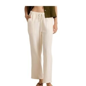 Quince Organic Cotton Gauze Pants Vanilla Cream Sustainable Comfort Loungewear